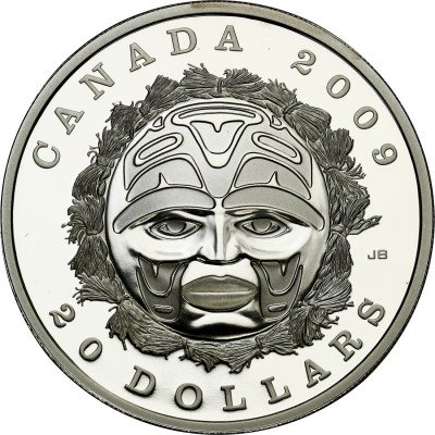 Kanada 20 Dolarów Maska Księżycowa 2009 Srebro