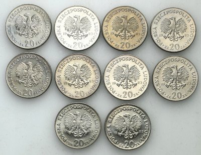PRL. 20 złotych 1983 Nowotko, zestaw 10 monet