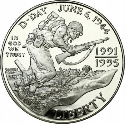 USA 1 dolar 1995 Lądowanie w Normandii SREBRO
