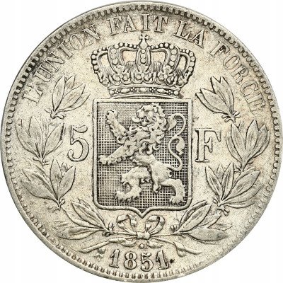 Belgia. 5 franków 1851, Bruksela