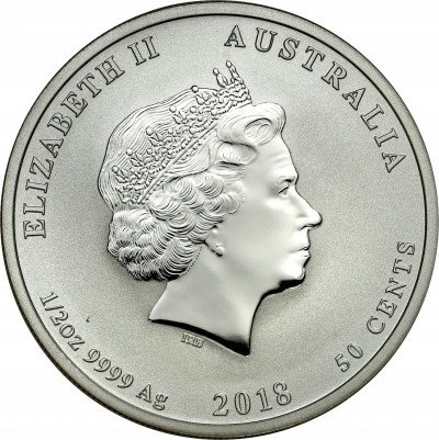 Australia. 50 centów. Rok Psa. 2018 Srebro