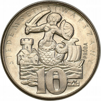 PRÓBA Miedzionikiel 10 złotych 1965 gruba syrenka