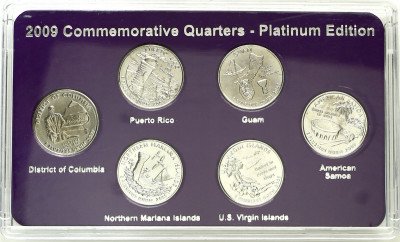 USA 2009 zestaw 6 sztuk 25 centów Platinum Edition