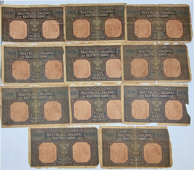1000 marek polskich 1916 zestaw 11 sztuk