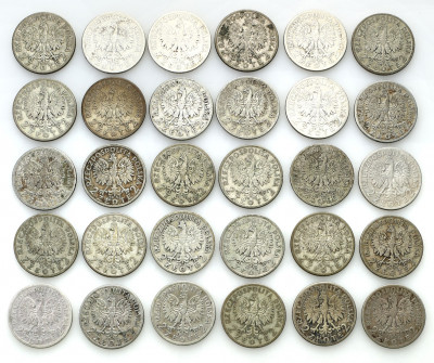 2 złote 1932-1934 głowa kobiety, zestaw 30 monet