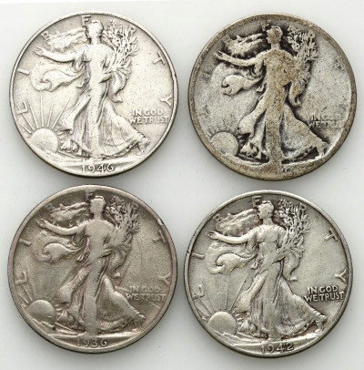 USA 1/2 dolara Liberty walking 4 szt. srebro
