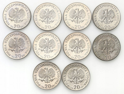 PRL. 20 złotych 1983 Nowotko, zestaw 10 monet