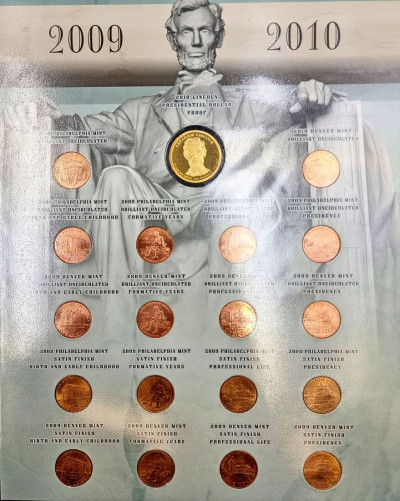 USA Lincoln Collection 2009–10 19 szt cent + dolar