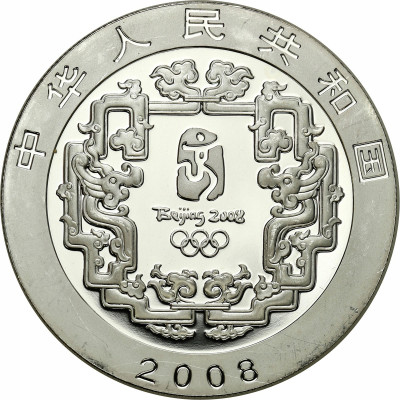 Chiny 10 Yuan 2008 Oly Pekin 1 uncja SREBRO