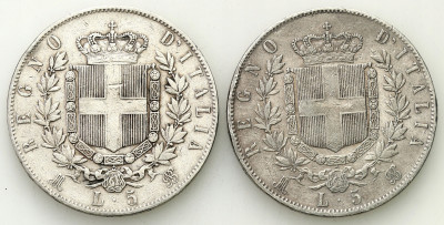 Włochy 5 Lirów 1873 (2 szt.) SREBRO