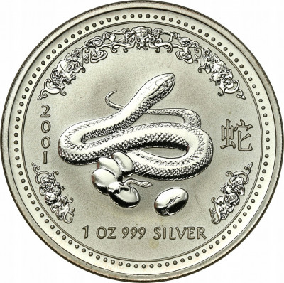 Australia 1 dolar 2001 rok węża 1 uncja SREBRO