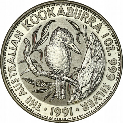 Australia 5 dolarów 1991 Kookaburra 1 uncja SREBRO
