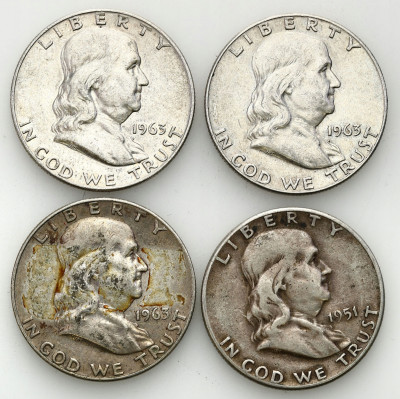 USA 1/2 dolara Franklin / dzwon 4 szt srebro