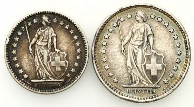 Szwajcaria 1 i 2 franki 1913 i 1928 SREBRO