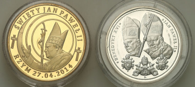 Polska. Jan Paweł II Zestaw 2 medali SREBRO
