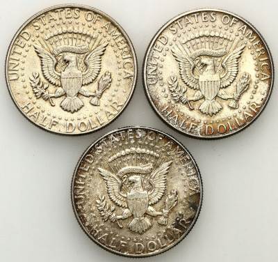 USA 1/2 dolara 1964 Kennedy st. 1-/2+ SREBRO 3 szt