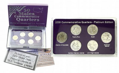 USA 2009 zestaw 6 sztuk 25 centów Platinum Edition