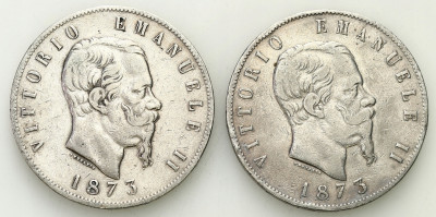 Włochy 5 Lirów 1873 (2 szt.) SREBRO
