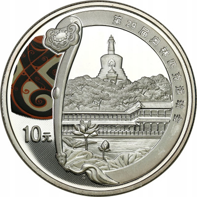 Chiny 10 Yuan 2008 Oly Pekin 1 uncja SREBRO