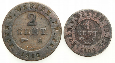 Westfalia H. Napoleon 1 i 2 Cent 1809–12 2 szt