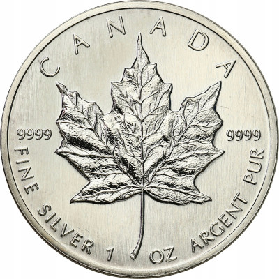 Kanada 5 dolarów 1988 Liść 1 uncja SREBRO