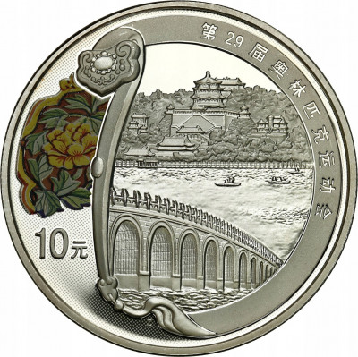 Chiny 10 Yuan 2008 Oly Pekin 1 uncja SREBRO