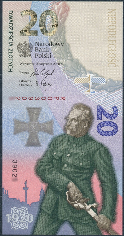 Banknot 20 złotych 2020 Bitwa Warszawska Piłsudski