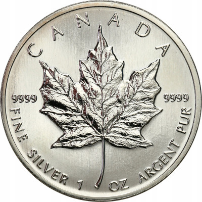 Kanada 5 dolarów 1993 Liść 1 uncja SREBRO