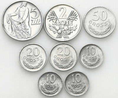 PRL zestaw 8 szt. od 10 groszy do 5 złotych Rybak