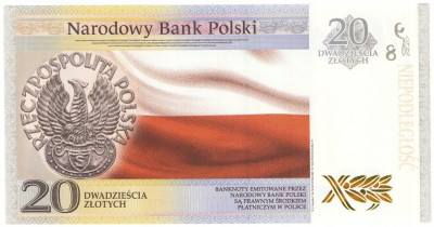 Banknot 20 złotych 2018 Niepodległość