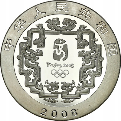 Chiny 10 Yuan 2008 Oly Pekin 1 uncja SREBRO