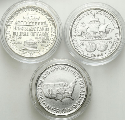 1/2 dolara 1893-1952 zestaw 3 szt SREBRO