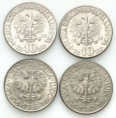 10 złotych 1959 - 1966 Kopernik i Kościuszko 4 szt