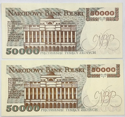 Banknoty 50.000 złotych 1989, 1993, seria L i AC