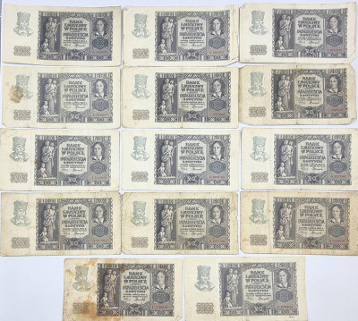 Banknoty. Zestaw 20 złotych 1940 – 14 sztuk
