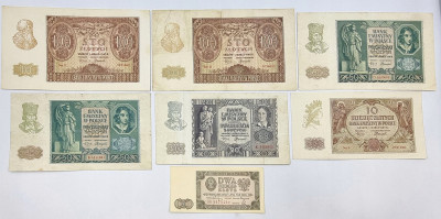 Banknoty 2-100 złotych 1940, 1948, 7 szt.