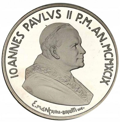 Watykan Jan Paweł II 10 000 Lirów 1999 SREBRO