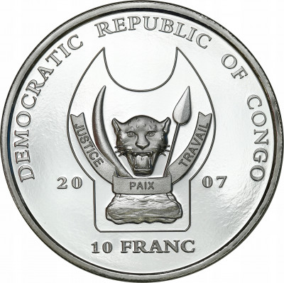 Kongo 10 franków 2007 – Jan Paweł II