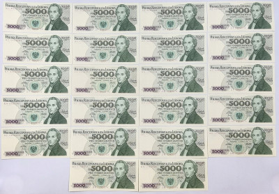Banknoty 5.000 złotych 1982, zestaw 22 sztuk