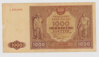 Banknot 1000 złotych 1946 seria L