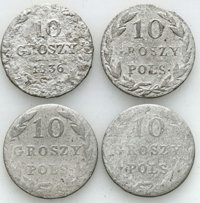 10 groszy 18(?) - 1836 Warszawa – zestaw 4 szt.