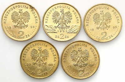 2 złote 1998-2000 GN - zestaw 5 sztuk – różne