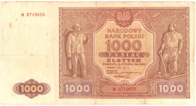 Banknot. 1000 złotych 1946 seria N