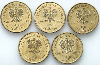 2 złote 1998 – 2002 – Królowie - zestaw 5 sztuk