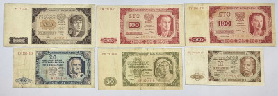 Banknoty 10-500 złotych 1948 6 szt.