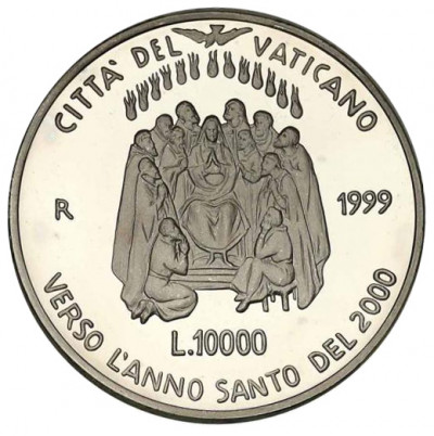 Watykan Jan Paweł II 10 000 Lirów 1999 SREBRO
