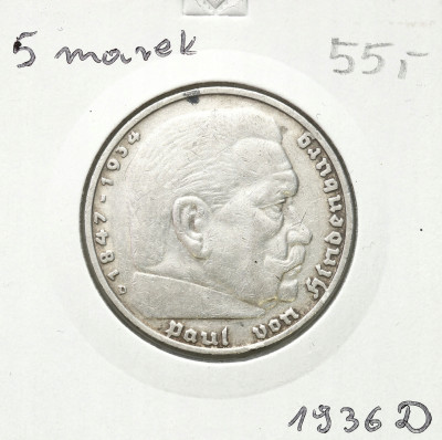 Niemcy, III Rzesza. 5 marek 1936 D, Monachium