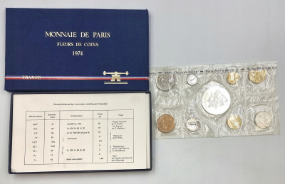 Francja zestaw rocznikowy 1974 SREBRO