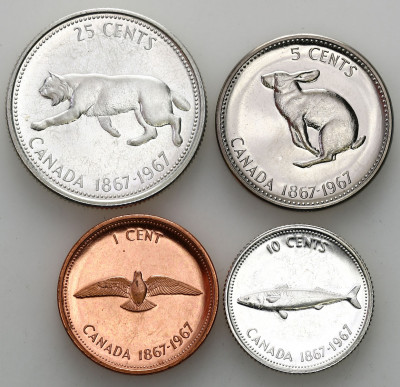 Kanada 1 cent - 25 centów 1967 lot 4 sztuk
