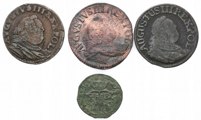 August III Sas. Szeląg - Grosz 1755 zestaw 4 monet